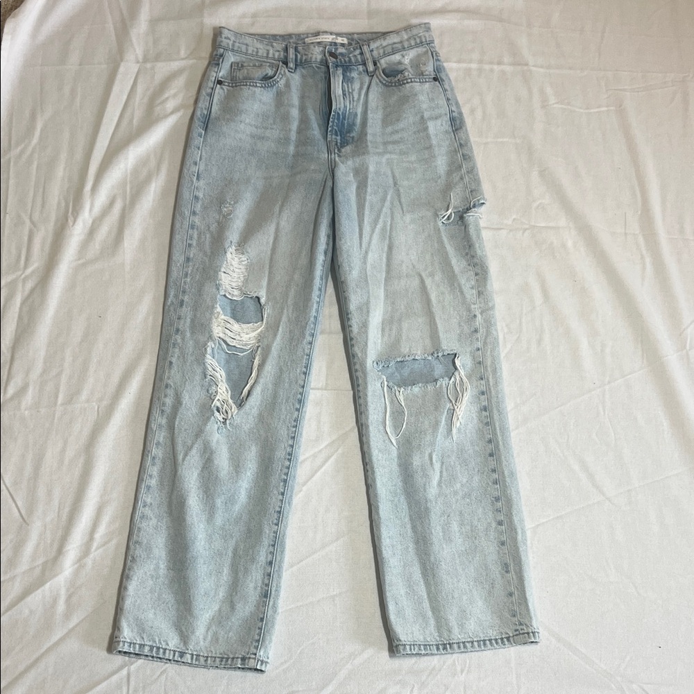 Altar'd State Light Blue Ripped Straight Leg Jeans